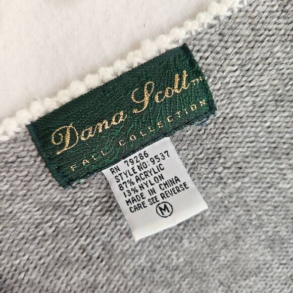 Vintage Women's V-Neck Fall Sweater Gray M - Picture 5 of 6